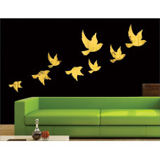 8 Flock Birds, mirror stickers for wall, acrylic mirror wall decor sticker, mirror stickers for wall, acrylic mirror wall decor sticker, wall mirror stickers, Acrylic Stickers, Wall Stickers for Hall Room, Bed Room, Kitchen. (Red)
