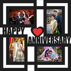  Personalized Happy Anniversary MDF Photo Frame (MDF Base and Sublimation MDF Printing) | Customized Anniversary Frame | Best Gift for Couple | Size 12 x 12 Inch