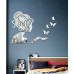  Angel & 4 Butterflies Blue, mirror stickers for wall, acrylic mirror wall decor sticker, mirror stickers for wall, acrylic mirror wall decor sticker, wall mirror stickers, Acrylic Stickers, Wall Stickers for Hall Room, Bed Room, Kitchen. (Blue)