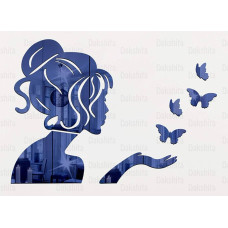  Angel & 4 Butterflies Blue, mirror stickers for wall, acrylic mirror wall decor sticker, mirror stickers for wall, acrylic mirror wall decor sticker, wall mirror stickers, Acrylic Stickers, Wall Stickers for Hall Room, Bed Room, Kitchen. (Blue)