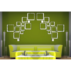 Acrylic Square Mirror Wall Stickers for Home and Office (Silver)